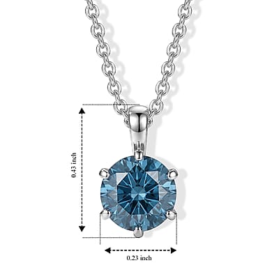 Luxuriant Lab Grown Blue Diamond (IR) SI 1.00 ctw Pendant Necklace in 10K White Gold 20 Inches