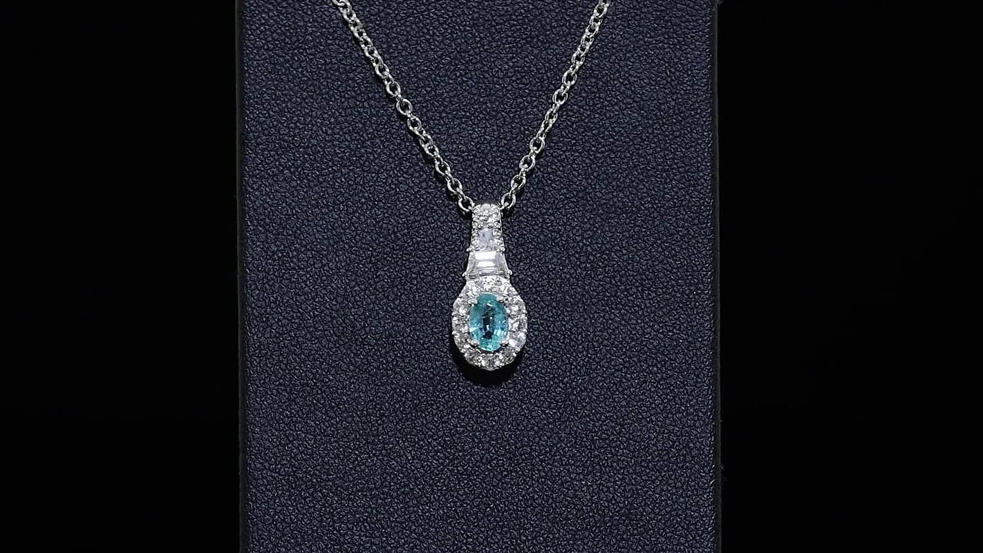 D'Joy Premium Radiant Ember Garnet, White Zircon Vintage Medallion Collection Pendant in Rhodium Over Sterling Silver with Stainless Steel Necklace (20 Inches) 1.10 ctw