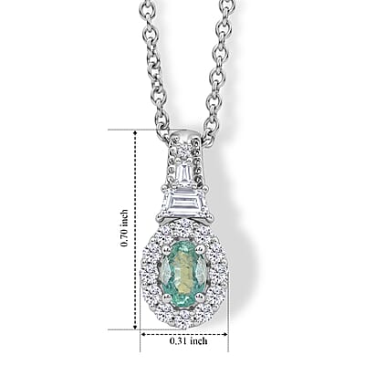 D'Joy Premium Kagem Zambian Emerald and White Zircon 0.90 ctw Vintage Medallion Collection Pendant in Rhodium Over Sterling Silver with Stainless Steel Necklace (20 Inches)
