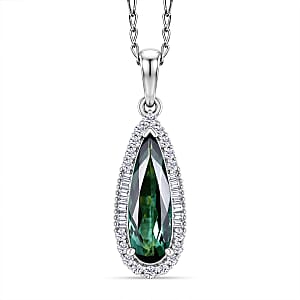 Certified & Appraised Rhapsody AAAA Pirineu Lagoon Tourmaline and Diamond VS 2.00 ctw Pendant Necklace in 950 Platinum 20 Inches