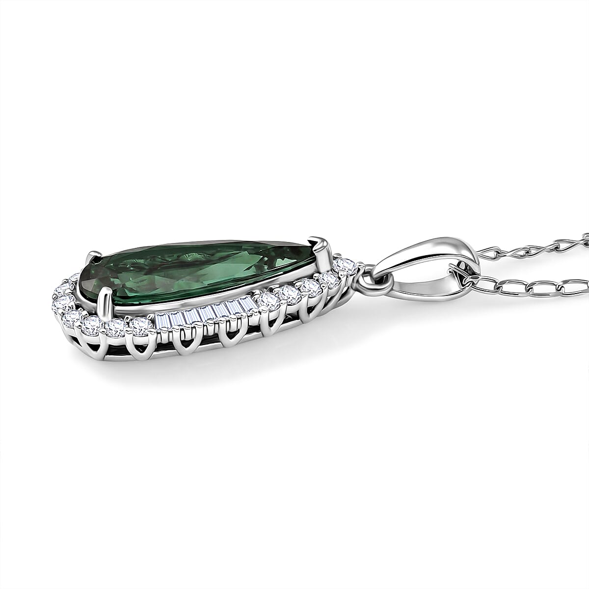 Certified & Appraised Rhapsody AAAA Pirineu Lagoon Tourmaline and Diamond VS 2.00 ctw Pendant Necklace in 950 Platinum 20 Inches image number 3