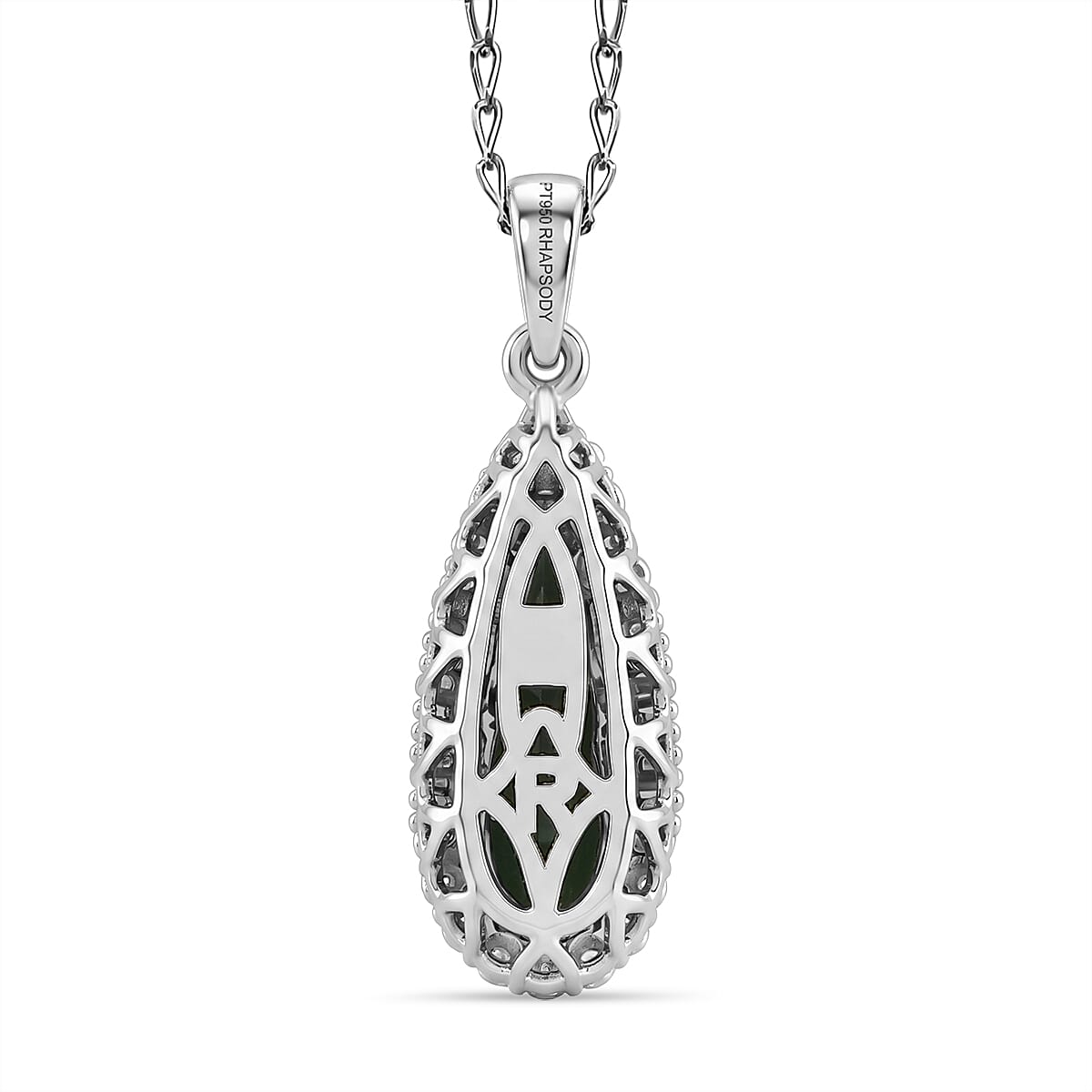Certified & Appraised Rhapsody AAAA Pirineu Lagoon Tourmaline and Diamond VS 2.00 ctw Pendant Necklace in 950 Platinum 20 Inches image number 4