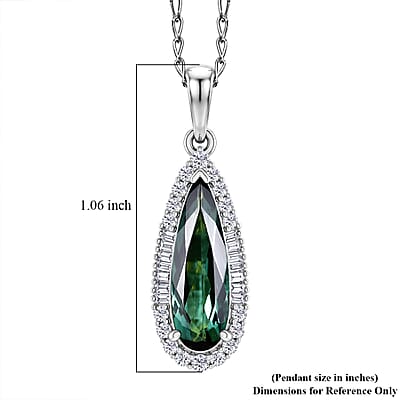 Certified & Appraised Rhapsody AAAA Pirineu Lagoon Tourmaline and Diamond VS 2.00 ctw Pendant Necklace in 950 Platinum 20 Inches