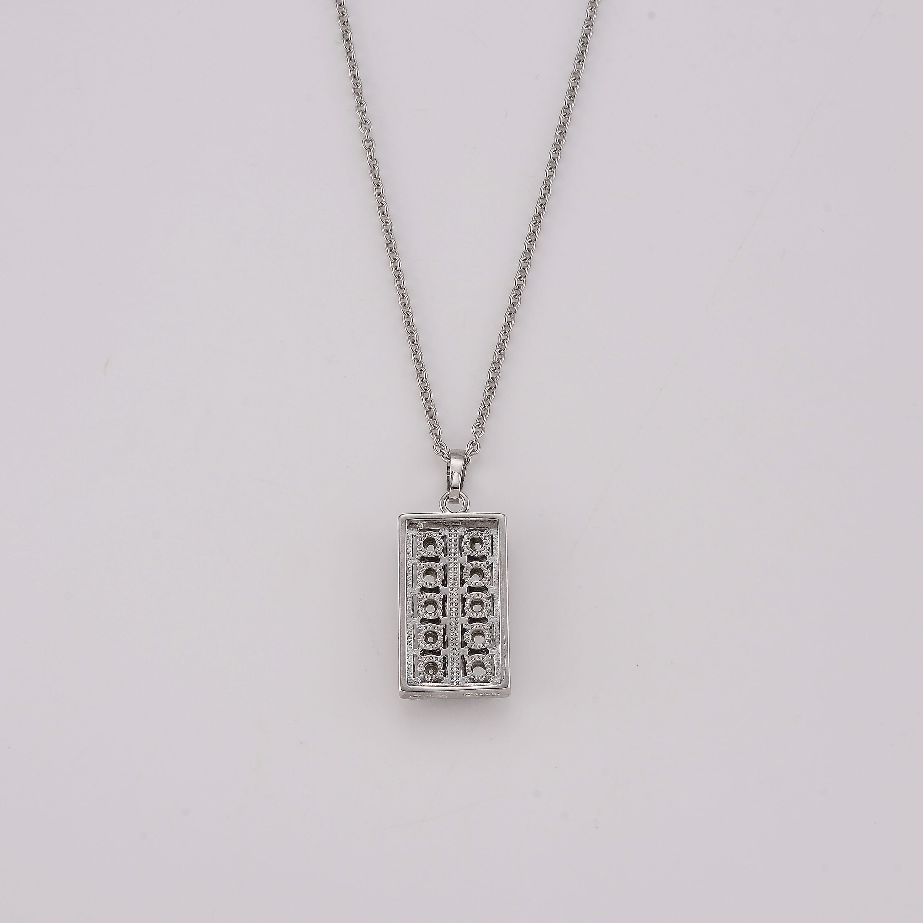 Mozambique Garnet and Simulated Diamond 1.30 ctw Pendant in Silvertone with Stainless Steel Necklace (20 Inches)