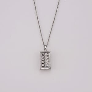 Mozambique Garnet and Simulated Diamond 1.30 ctw Pendant in Silvertone with Stainless Steel Necklace (20 Inches)