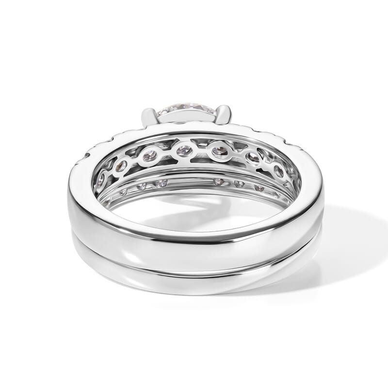 D'Joy 120 Faceted Moissanite 2.75 ctw Set of 2 Ring in Rhodium Over Sterling Silver (Size 6.00)