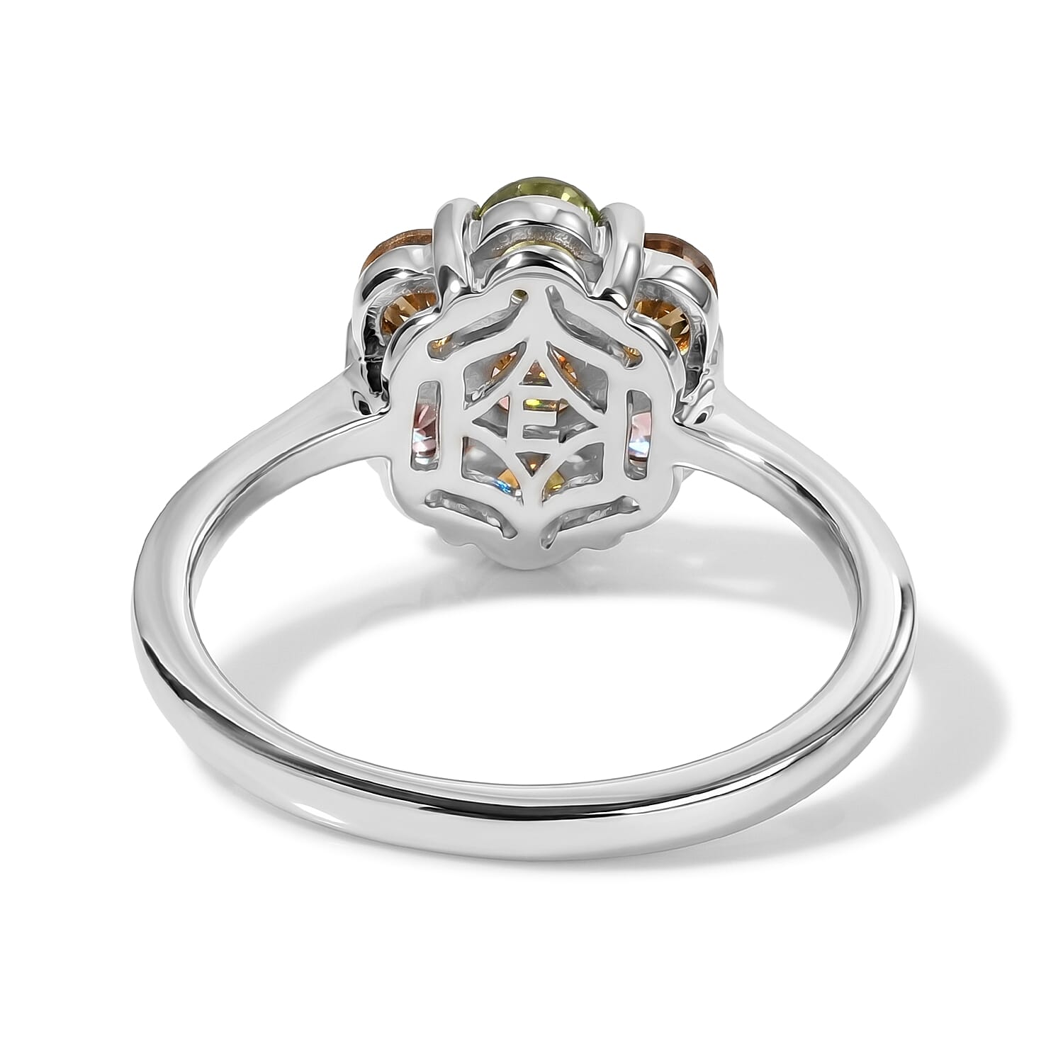 EverTrue Premium Multi-Tourmaline 2.80 ctw Ring (Size7.0) and Pendant in Platinum Bond with Stainless Steel Necklace (20 Inches)