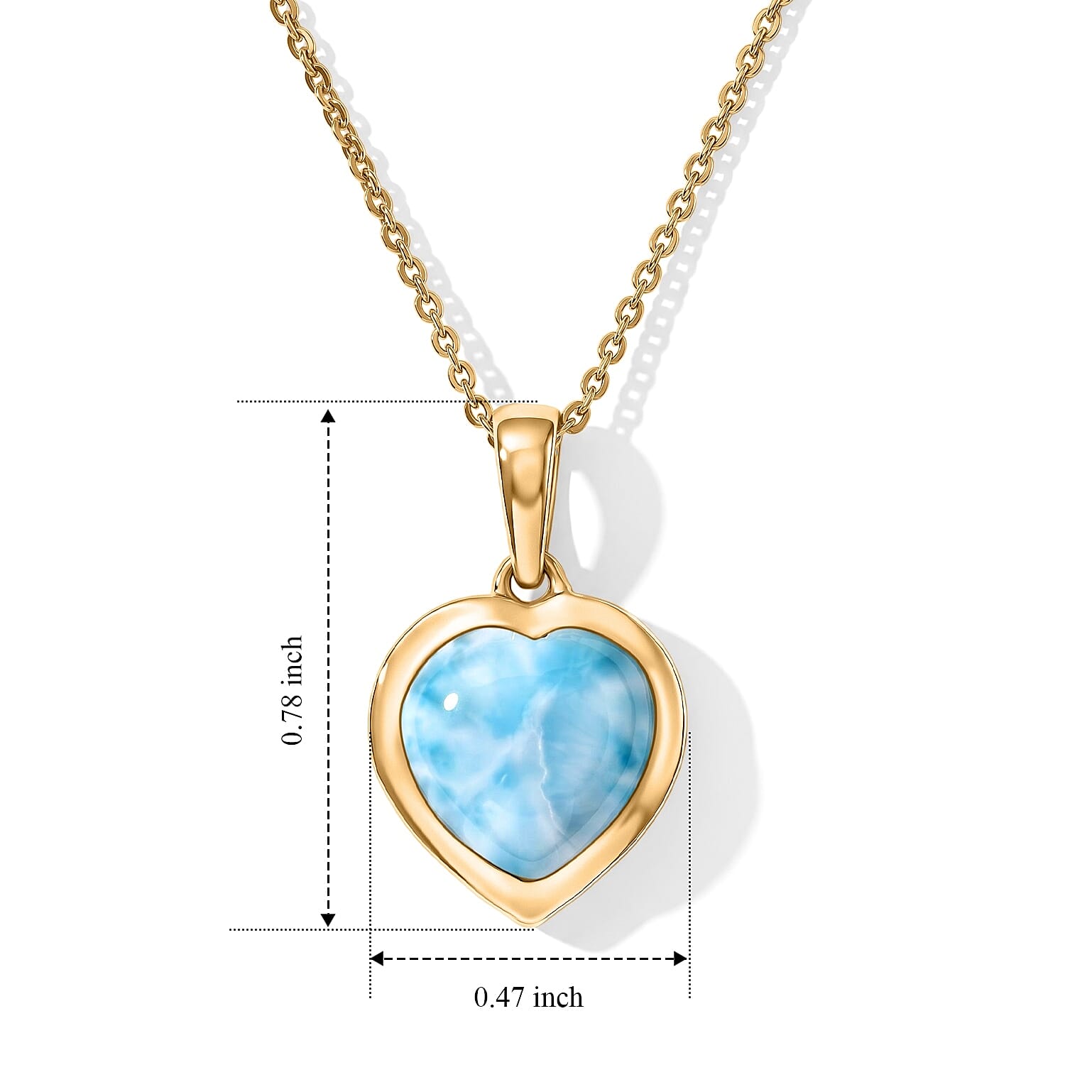 D'Joy AAA Larimar and Multi Gemstone 4.25 ctw Ocean Heart Pendant Necklace (20 Inches) in 18K YG Plated Sterling Silver