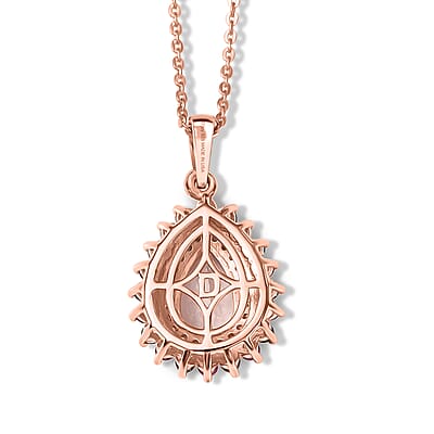 D'Joy Premium Pink Morganite and Multi Gemstone 1.90 ctw Blush Mist Floral Pendant Necklace (20 Inches) in 18K Vermeil RG Over Sterling Silver