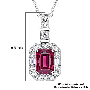 D'Joy Premium Usambara Color Change Garnet and Moissanite 1.54 ctw Pendant Necklace in Rhodium Over Sterling Silver (18 Inches)