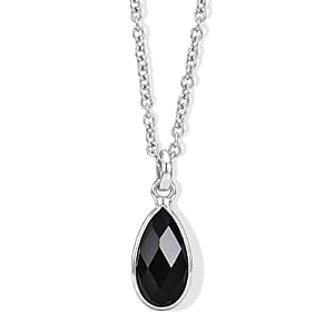 Black Onyx 2.00 ctw Pendant in Sterling Silver with Stainless Steel Necklace (18 Inches)