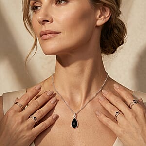 Black Onyx 2.00 ctw Pendant in Sterling Silver with Stainless Steel Necklace (18 Inches)