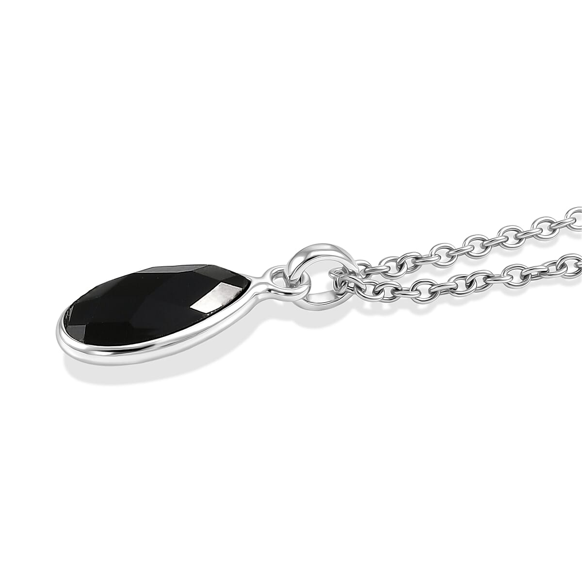 Black Onyx 2.00 ctw Pendant in Sterling Silver with Stainless Steel Necklace (18 Inches) image number 4