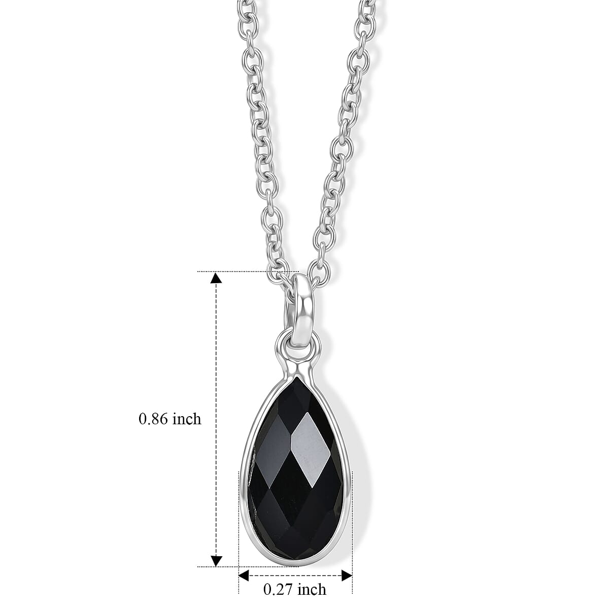 Black Onyx 2.00 ctw Pendant in Sterling Silver with Stainless Steel Necklace (18 Inches) image number 5