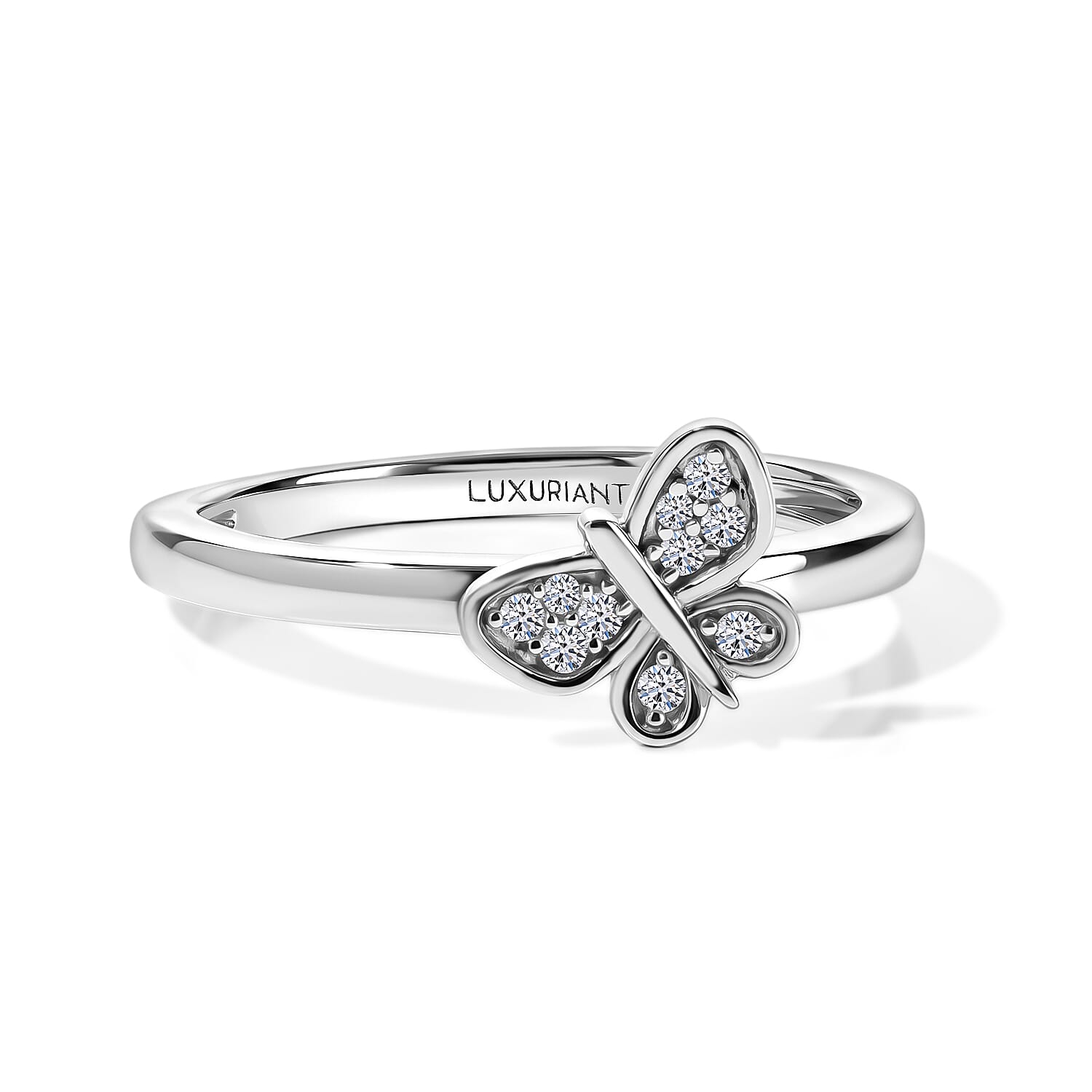 Luxuriant Lab Grown Diamond G-H SI 0.10 ctw Set of 2 Stackable Ring in 18K Vermeil YG and Rhodium Over Sterling Silver (Size 5.00)