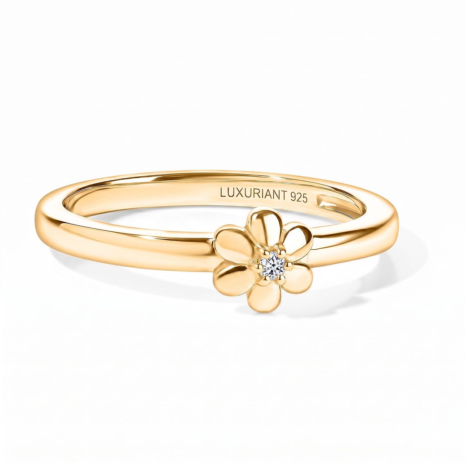 Luxuriant Lab Grown Diamond G-H SI 0.10 ctw Set of 2 Stackable Ring in 18K Vermeil YG and Rhodium Over Sterling Silver (Size 5.00)