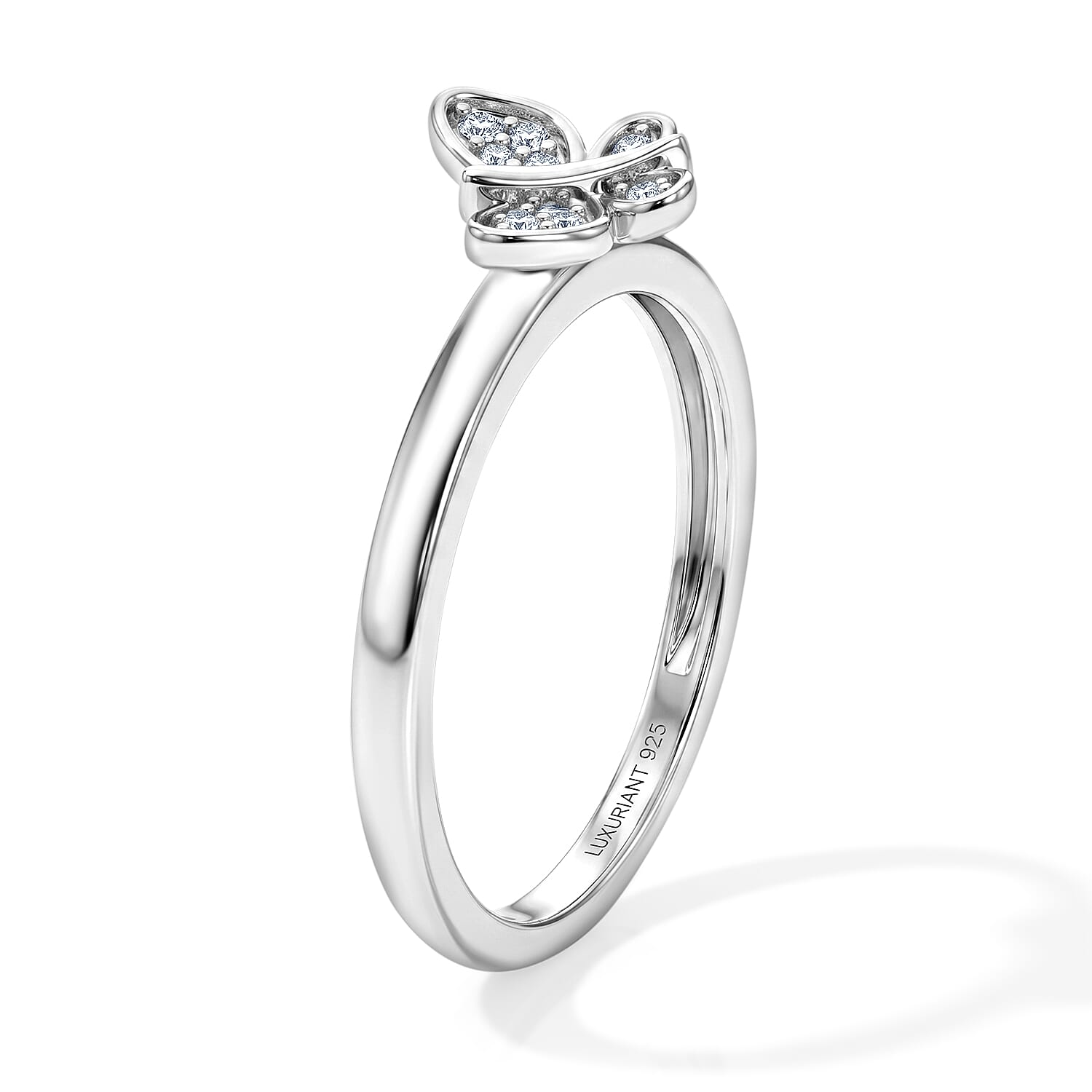 Luxuriant Lab Grown Diamond G-H SI 0.10 ctw Set of 2 Stackable Ring in 18K Vermeil YG and Rhodium Over Sterling Silver (Size 5.00)