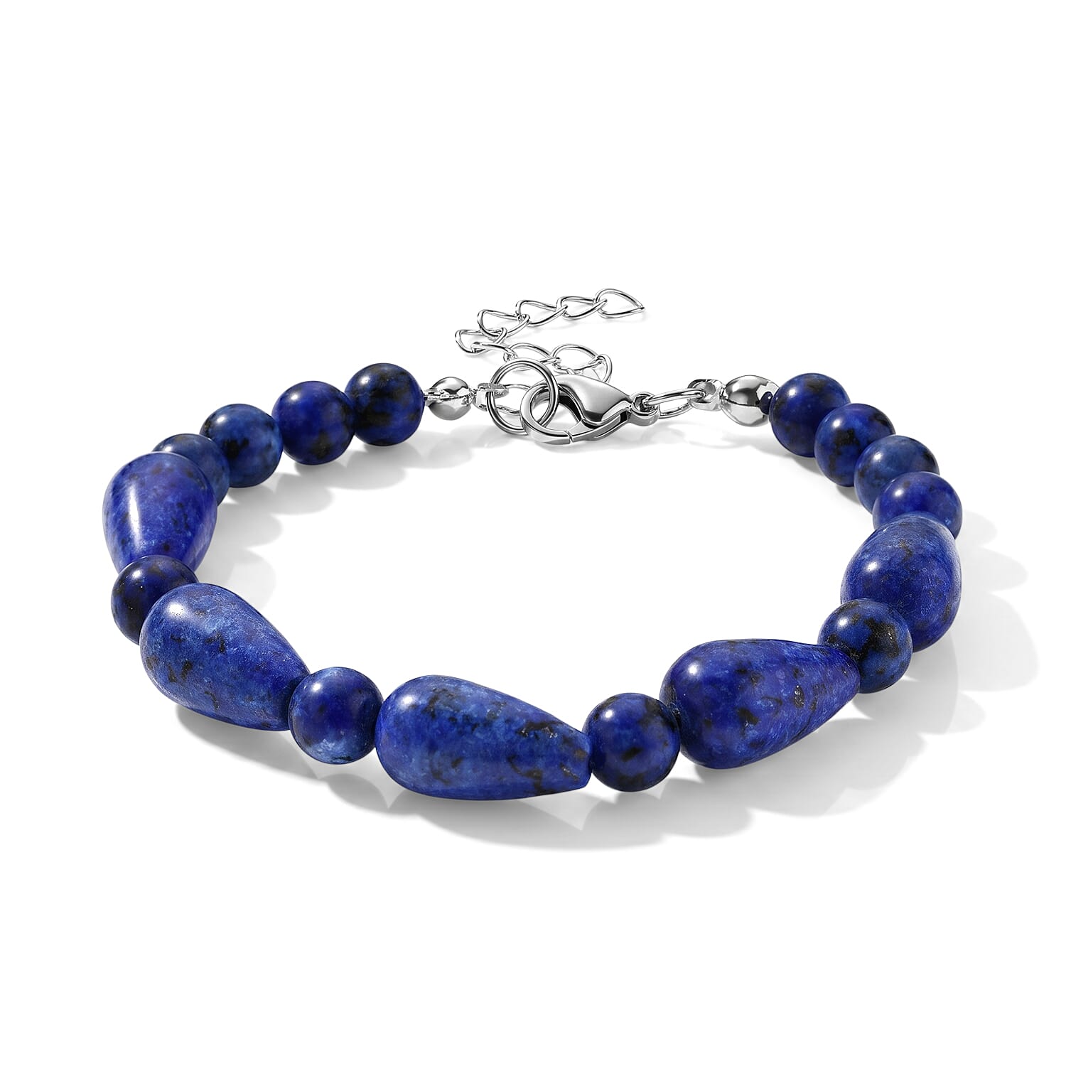 Lapis Lazuli 60.00 ctw Bracelet (7-9In) and Earrings in Stainless Steel