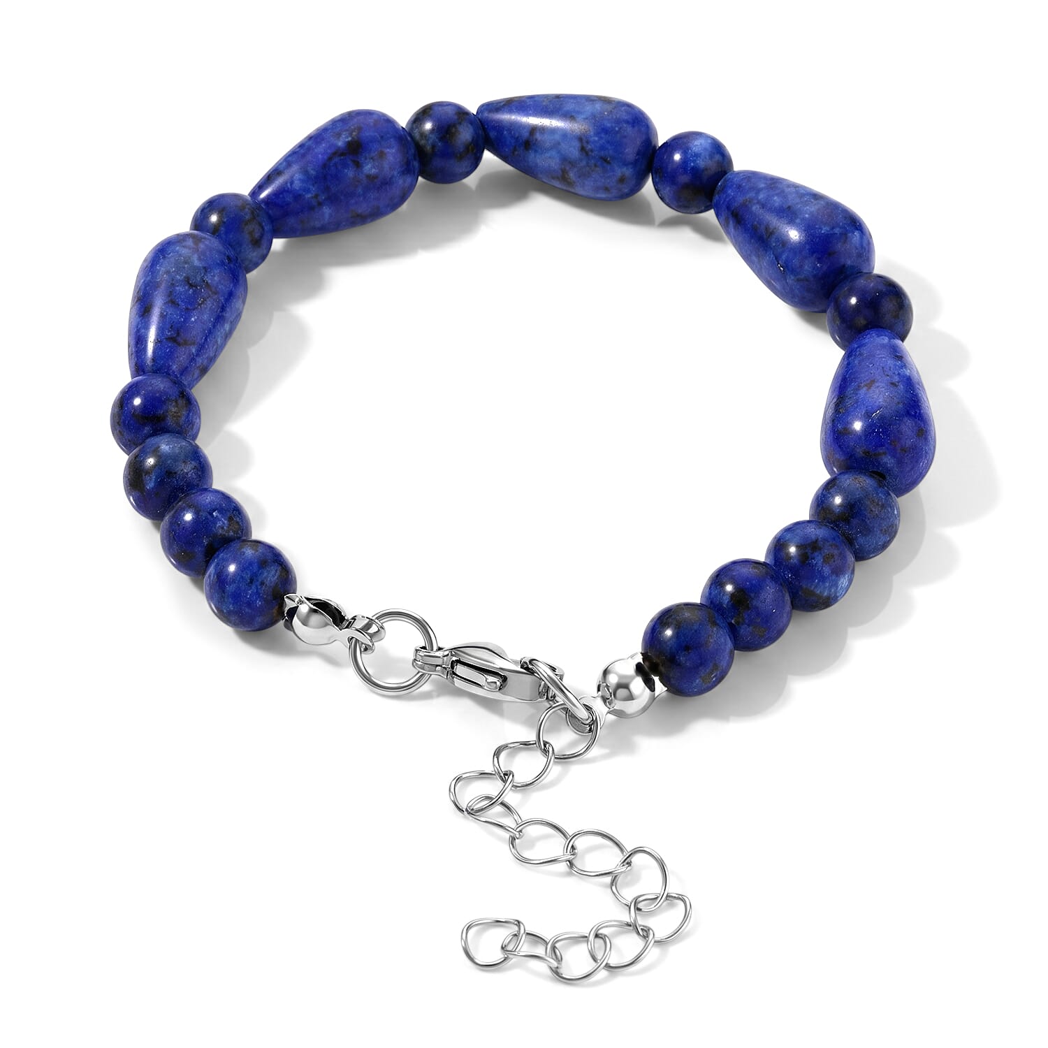 Lapis Lazuli 60.00 ctw Bracelet (7-9In) and Earrings in Stainless Steel