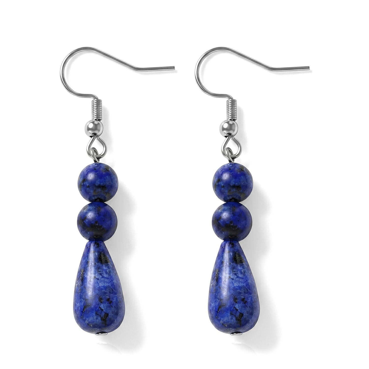 Lapis Lazuli 60.00 ctw Bracelet (7-9In) and Earrings in Stainless Steel