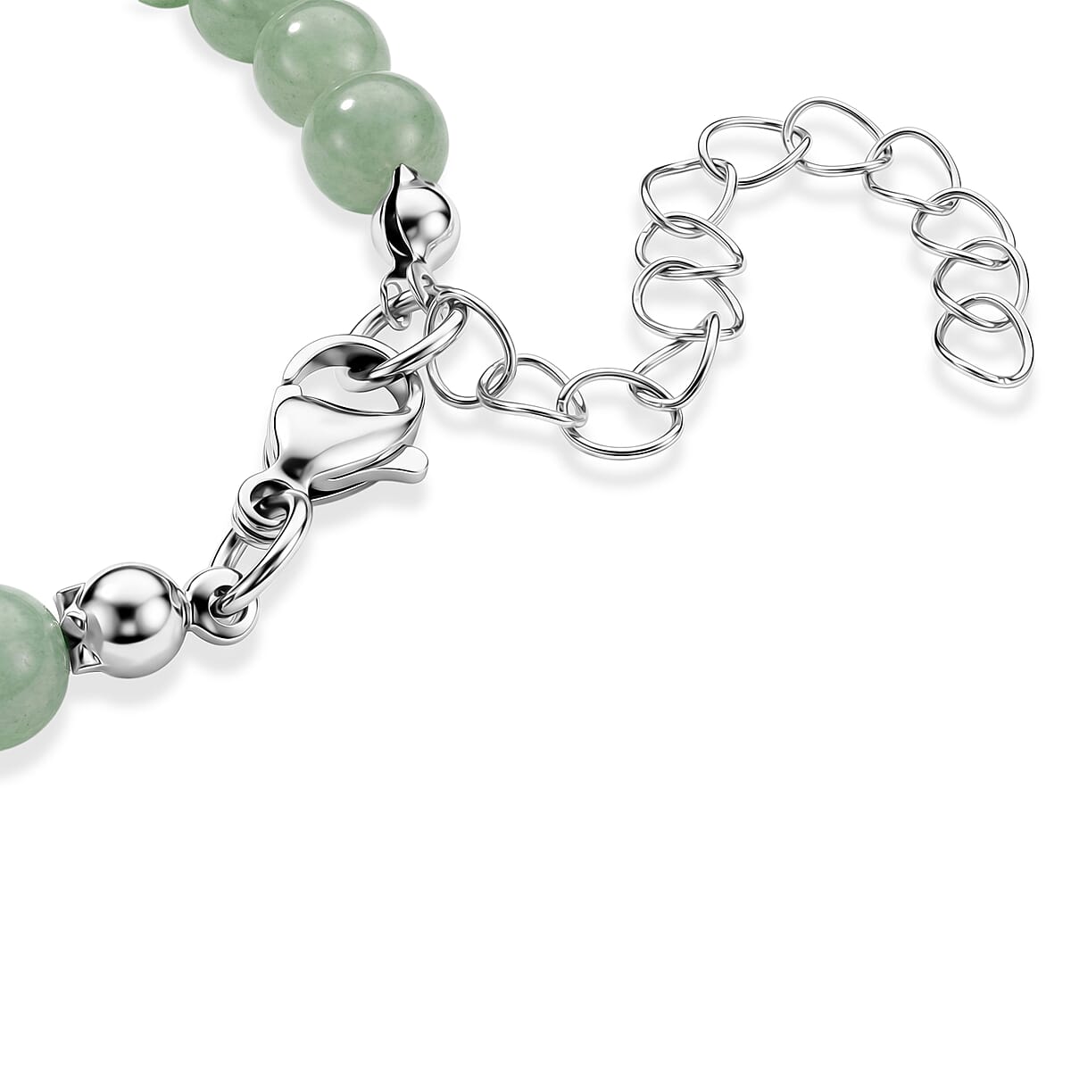 Green Aventurine 60.00 ctw Bracelet (7-9In) and Earrings in Stainless Steel image number 4