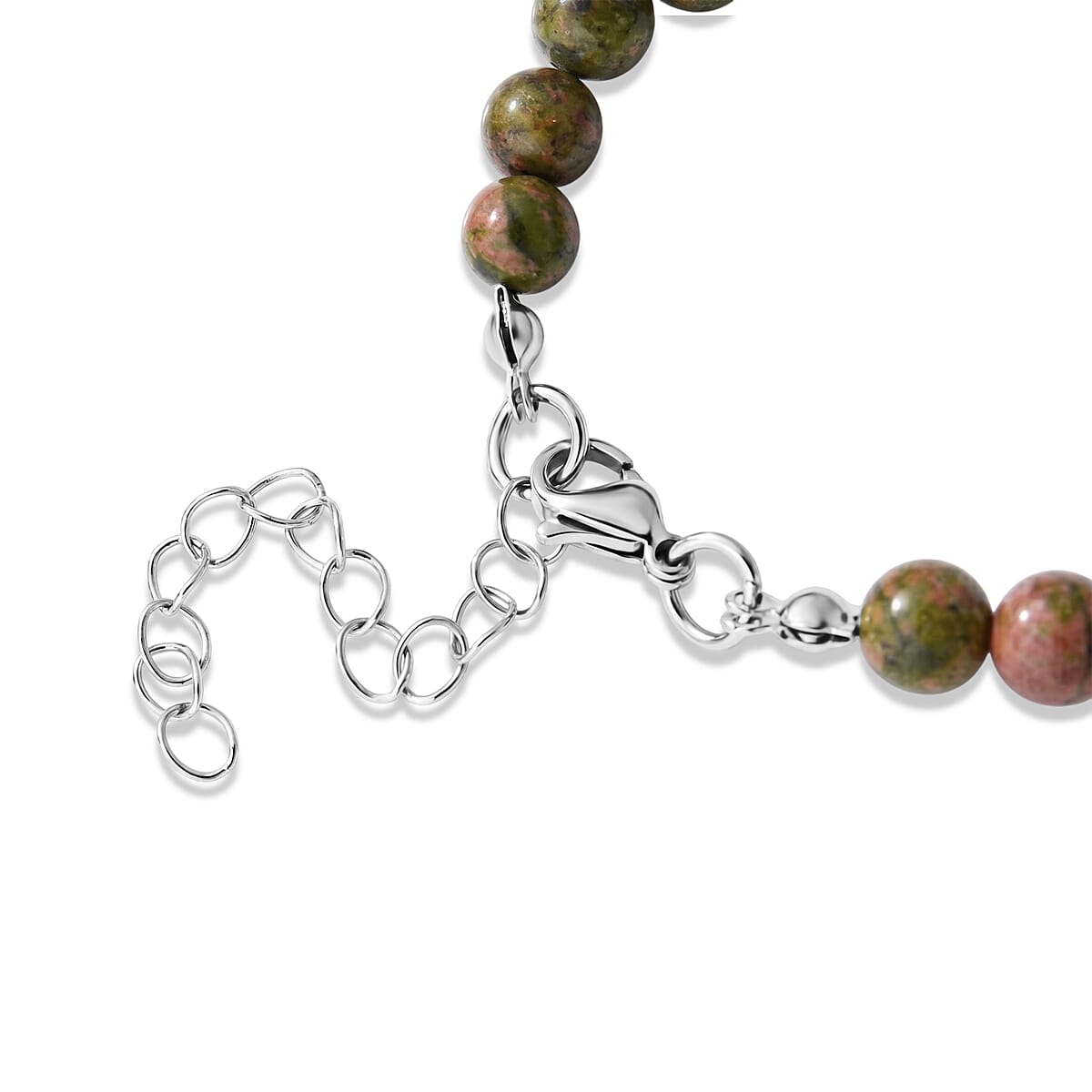 Unakite 60.00 ctw Bracelet (7-9In) and Earrings in Stainless Steel image number 4