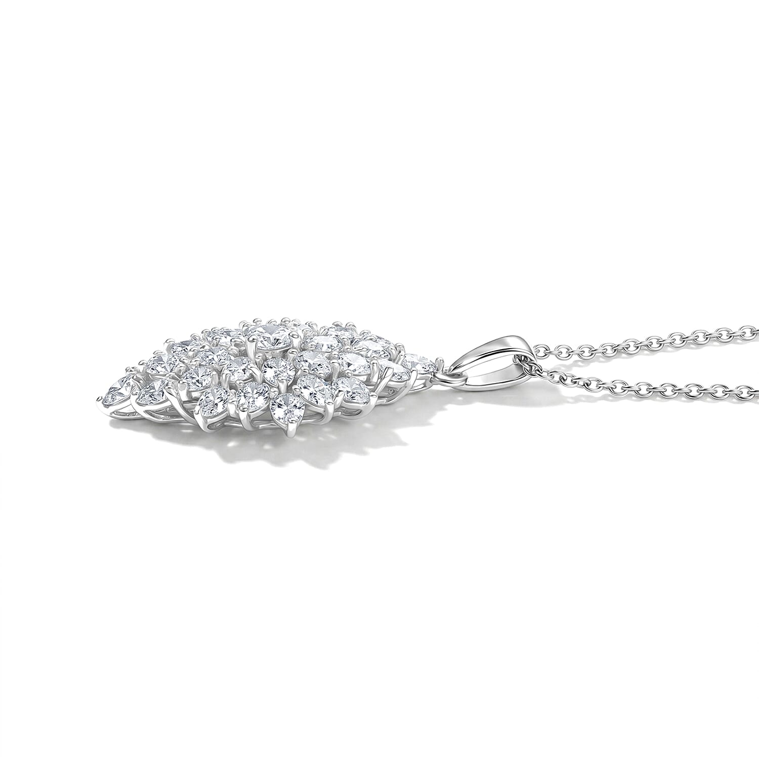 Everrue White Topaz 5.70 ctw Pendant in Platinum Bond with Stainless Steel Necklace (20 Inches)