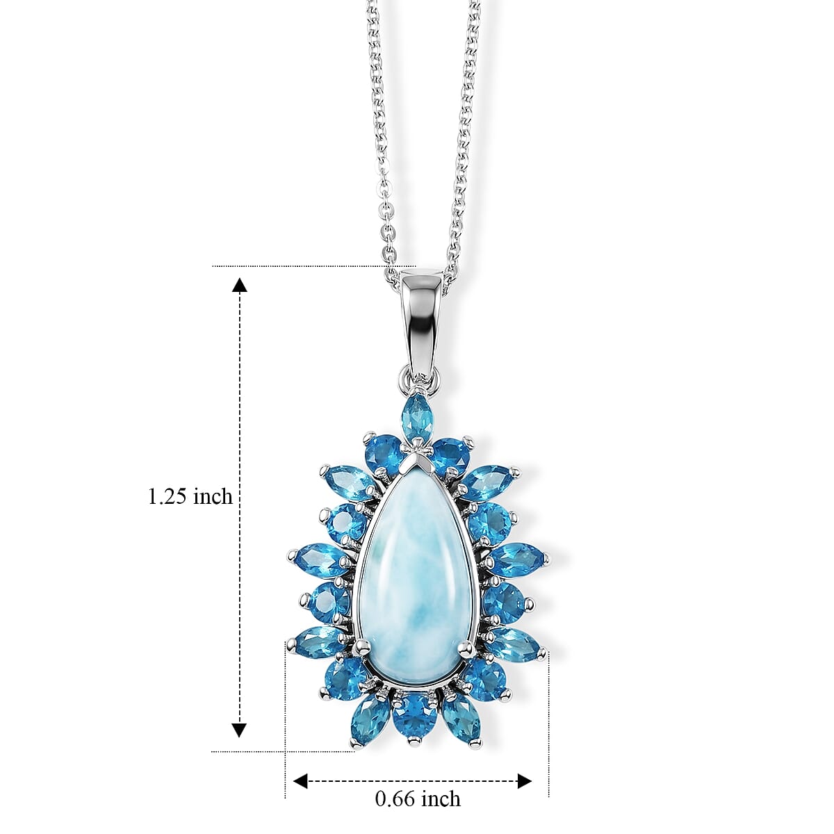 D'Joy Larimar and Neon Apatite 5.85 ctw Pendant Necklace (20 Inches) in Rhodium Over Sterling Silver image number 5
