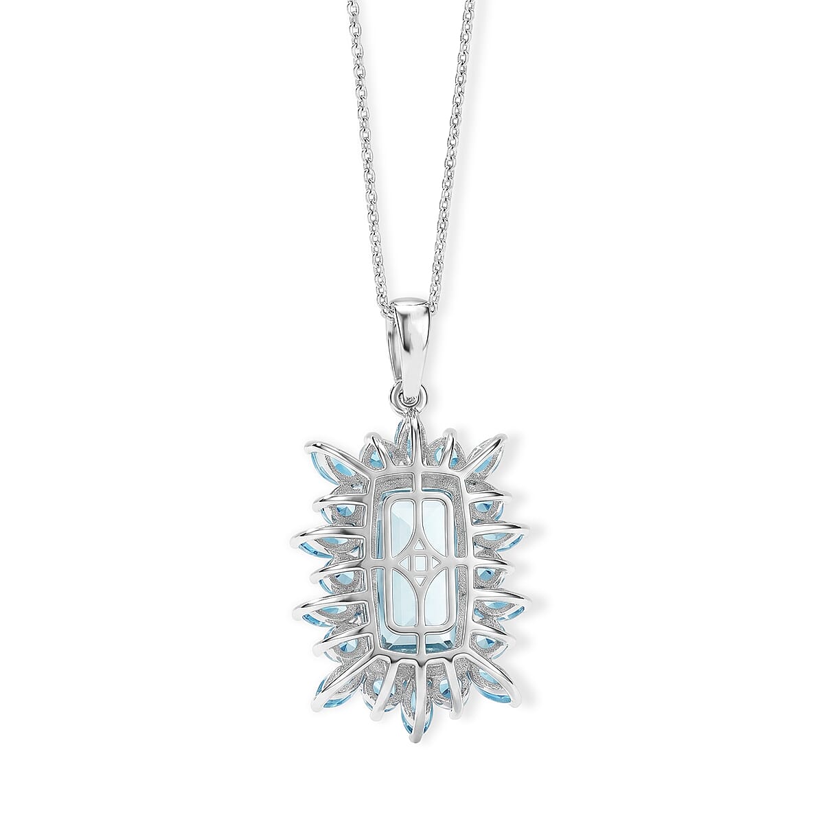 D'Joy Larimar and Neon Apatite 6.70 ctw Pendant Necklace (20 Inches) in Rhodium Over Sterling Silver image number 4