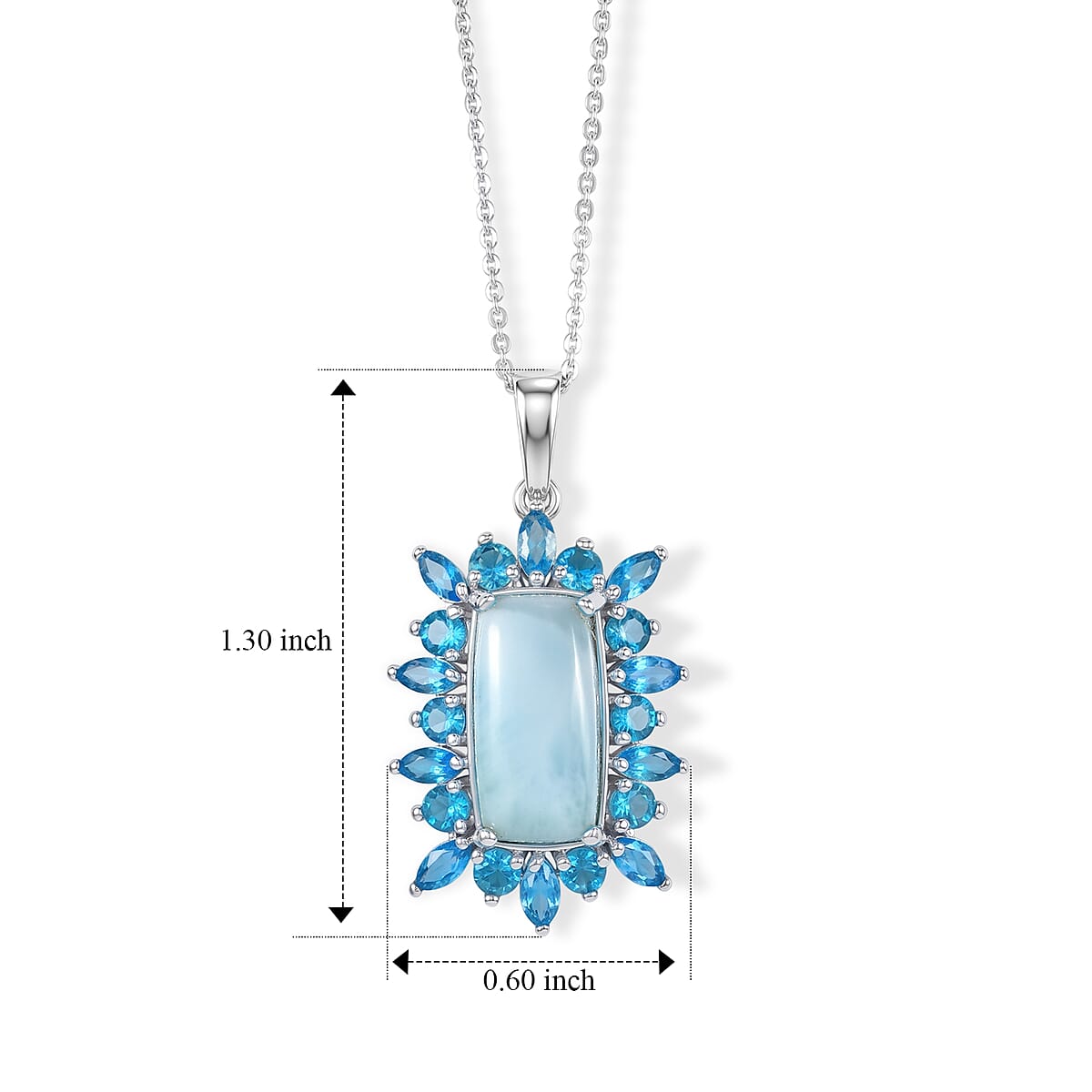 D'Joy Larimar and Neon Apatite 6.70 ctw Pendant Necklace (20 Inches) in Rhodium Over Sterling Silver image number 5