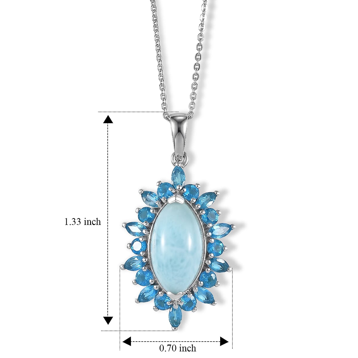 D'Joy Larimar, Neon Apatite 7.15 ctw Pendant Necklace (20 Inches) in Rhodium Over Sterling Silver image number 5