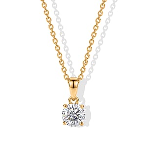 D'Joy Moisanite 1.00 ctw Pendant in 18K YG Plated Sterling Silver with ION Plated YG Stainless Steel Necklace 20 Inches