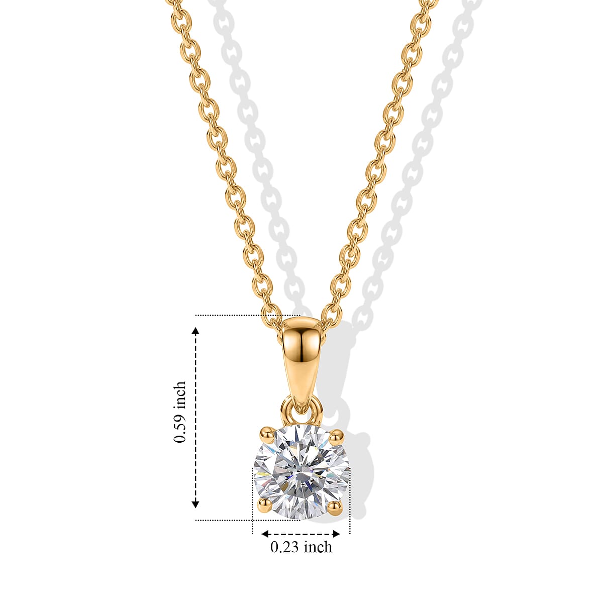 D'Joy Moisanite 1.00 ctw Pendant in 18K YG Plated Sterling Silver with ION Plated YG Stainless Steel Necklace 20 Inches image number 2