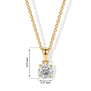 D'Joy Moisanite 1.00 ctw Pendant in 18K YG Plated Sterling Silver with ION Plated YG Stainless Steel Necklace 20 Inches