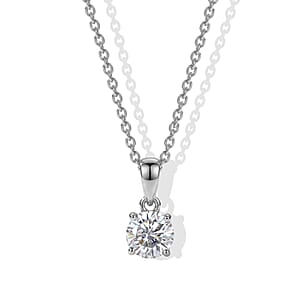 D'Joy Moisanite 1.00 ctw Pendant in Platinum Over Sterling Silver with Stainless Steel Necklace 20 Inches