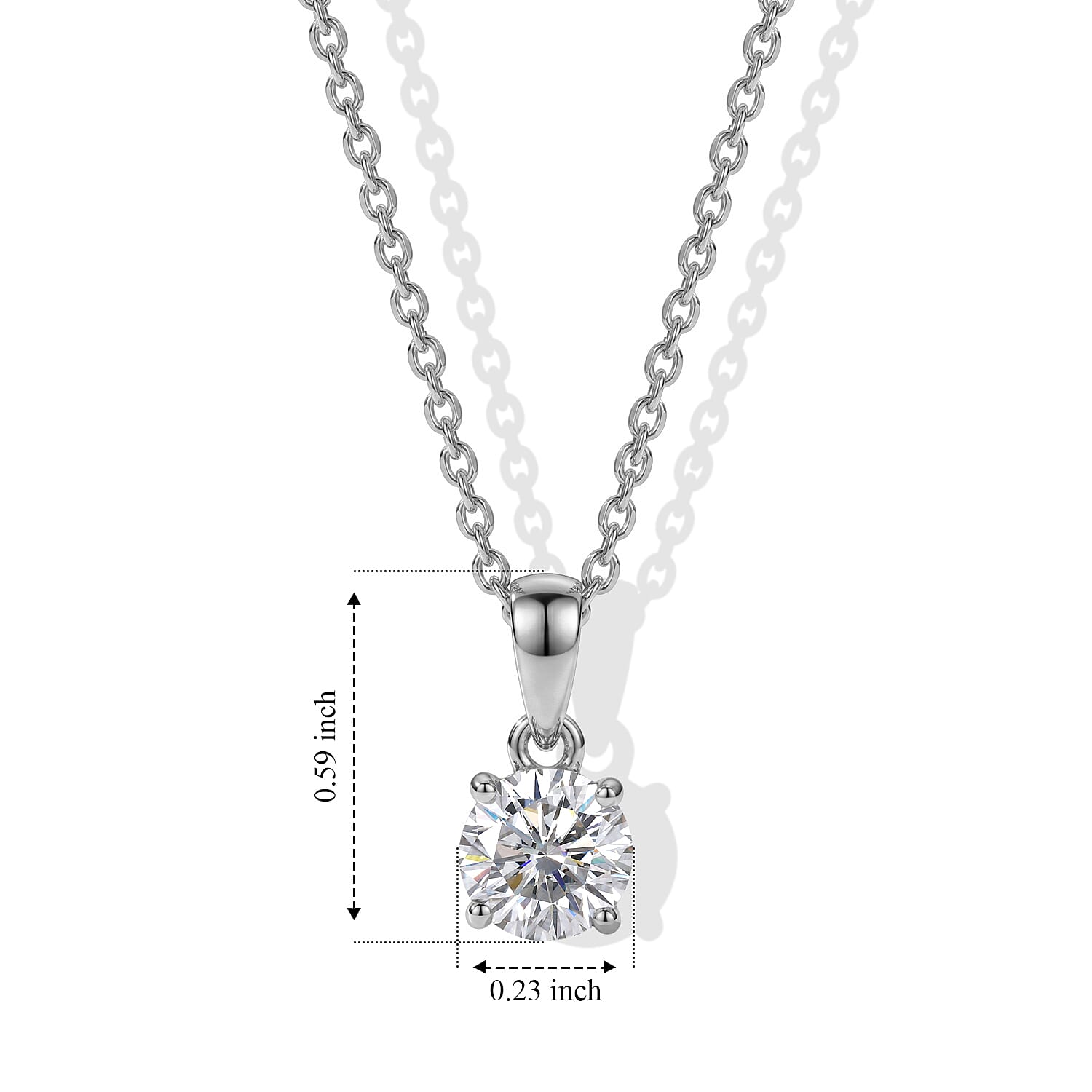 D'Joy Certified Moissanite (D, VVS) 1.00 ctw Solitaire Pendant in Platinum Over Sterling Silver with Stainless Steel Necklace 20 Inches