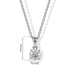 D'Joy Moisanite 1.00 ctw Pendant in Platinum Over Sterling Silver with Stainless Steel Necklace 20 Inches