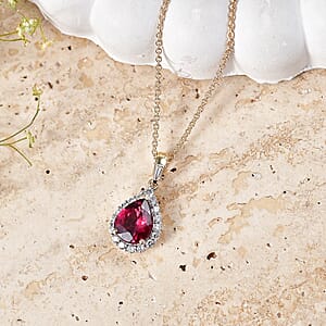 Certified & Appraised AAA Usambara Color Change Garnet and Luxuriant Lab Grown Diamond G-H SI 2.28 ctw Pendant Necklace in 10K Yellow Gold (20 Inches)