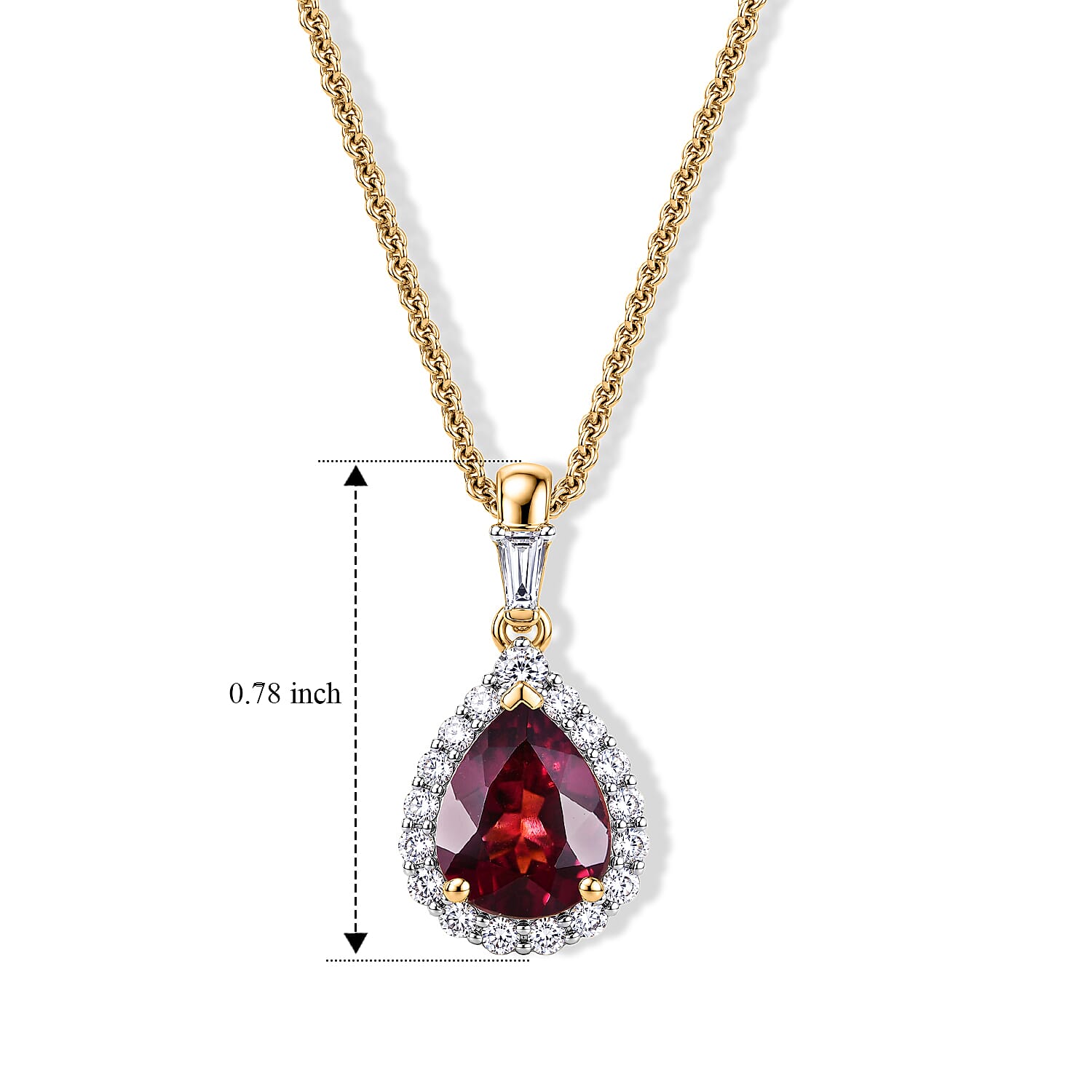 Certified & Appraised AAA Usambara Color Change Garnet and Luxuriant Lab Grown Diamond G-H SI 2.28 ctw Pendant Necklace in 10K Yellow Gold (20 Inches)