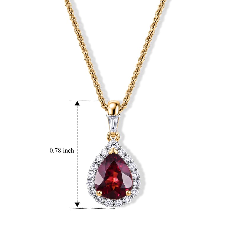 Certified & Appraised AAA Usambara Color Change Garnet and Luxuriant Lab Grown Diamond G-H SI 2.28 ctw Pendant Necklace in 10K Yellow Gold (20 Inches)