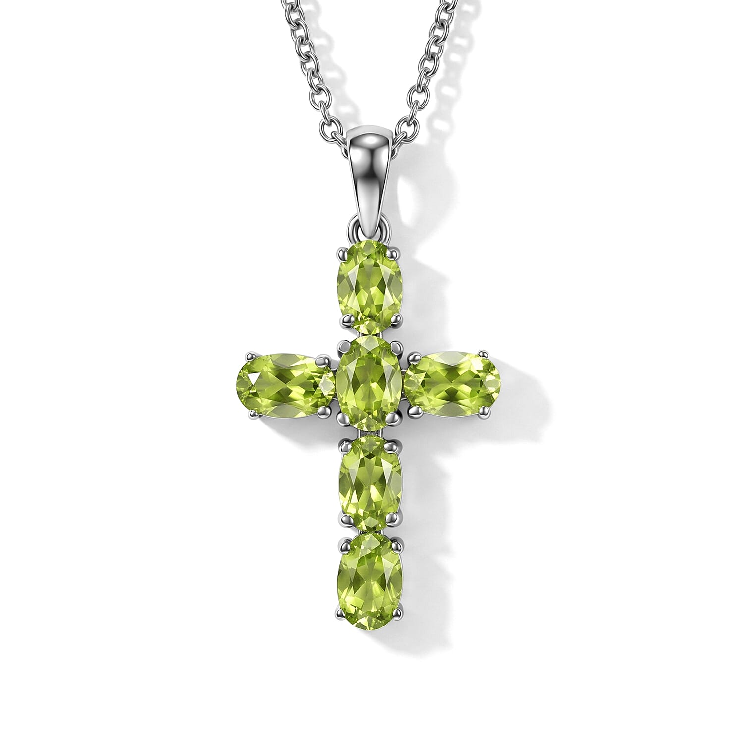 EverTrue Hebei Peridot 3.00 ctw Circle Pendant Necklace in Stainless Steel 20 Inches