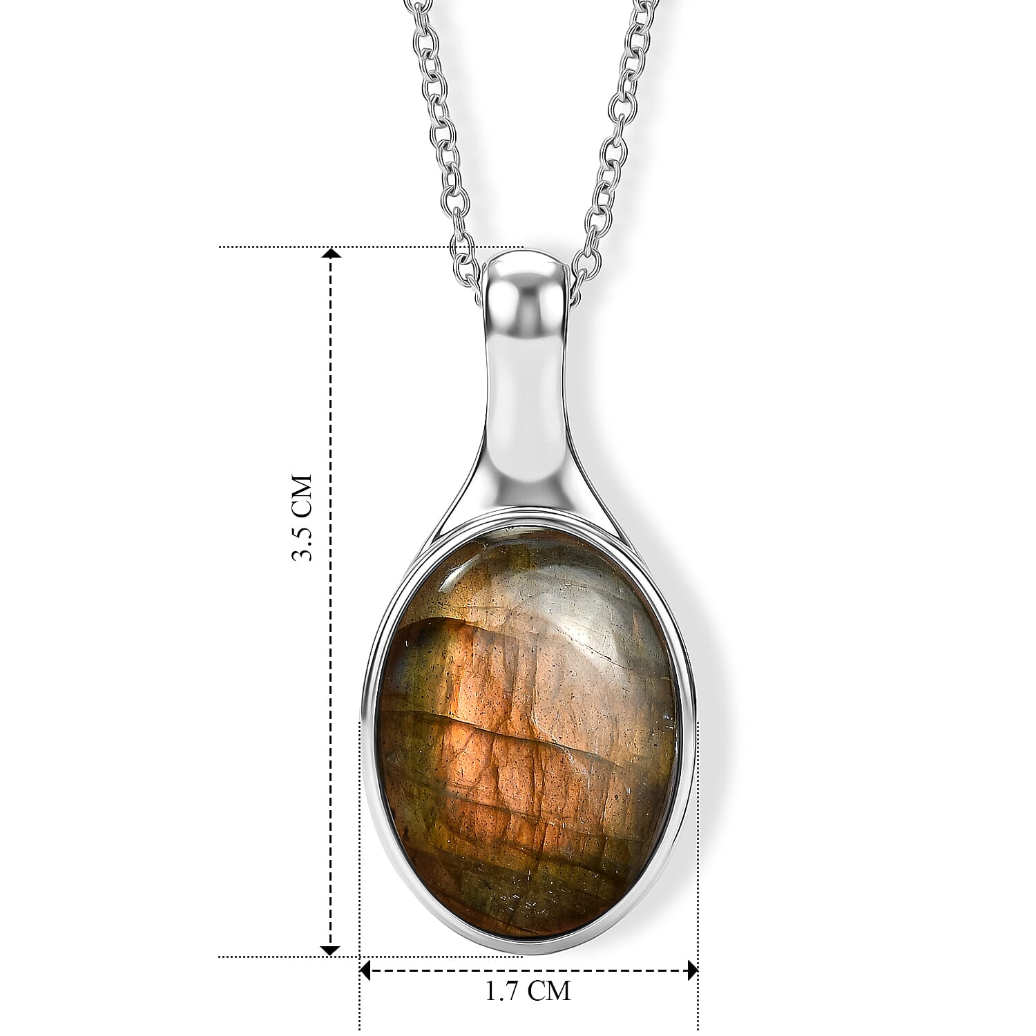EverTrue Malagasy Labradorite 19.90 ctw Pendant Necklace in Stainless Steel 20 Inches