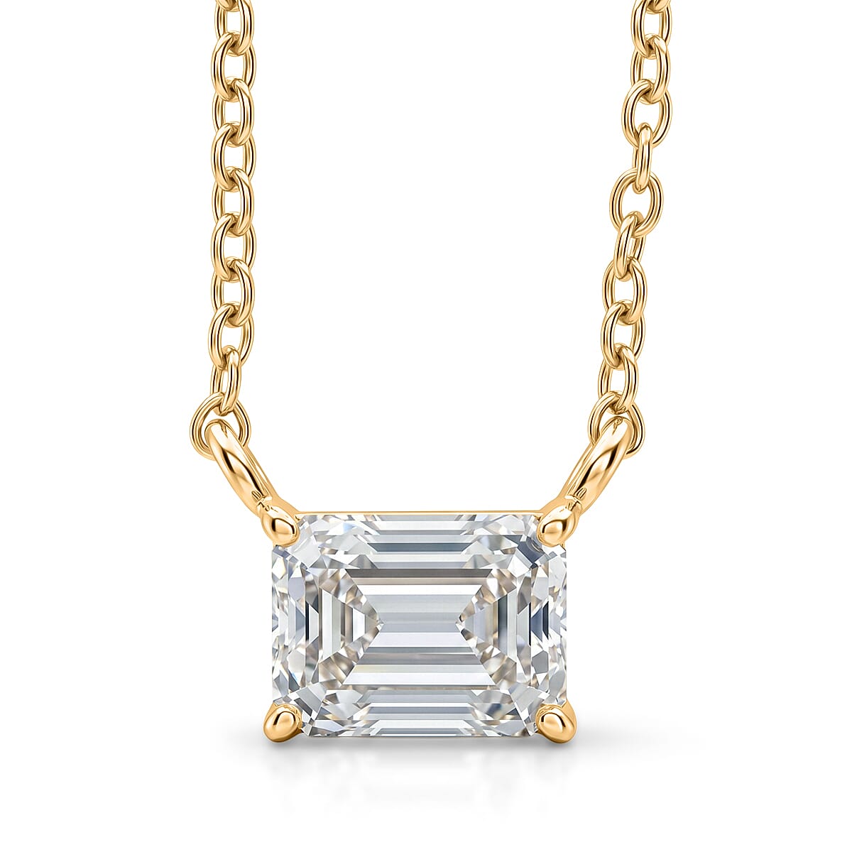 Moissanite 2.00 ctw Pendant Necklace in 14K YG Over Sterling Silver 18-20 Inches