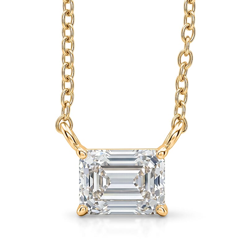 Moissanite 2.00 ctw Pendant Necklace in 14K YG Over Sterling Silver 18-20 Inches