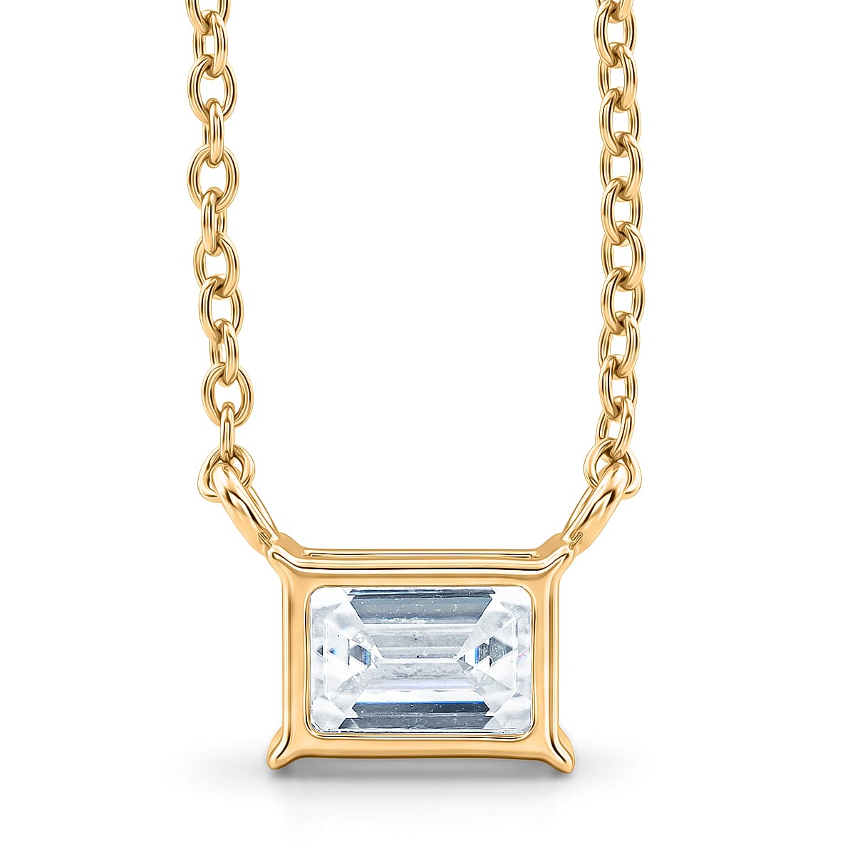 Memorial Day TLV Moissanite Pendant Necklace (18-20 Inches) in 14K YG Over Sterling Silver 2.00 ctw image number 3