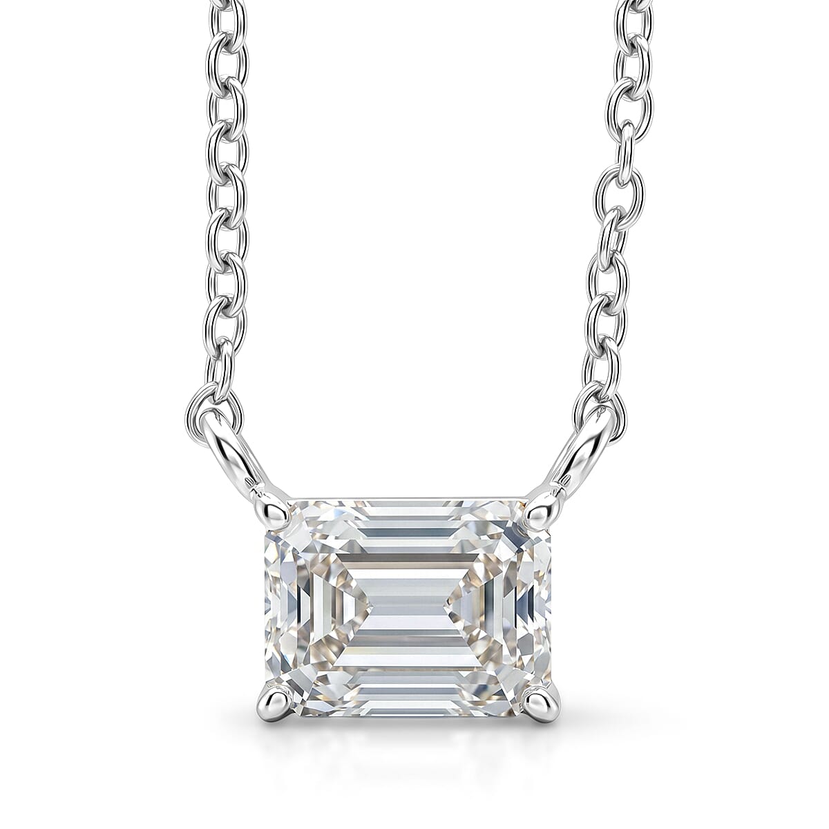 Moissanite  2.00 ctw Pendant Necklace in Sterling Silver 18-20 Inches