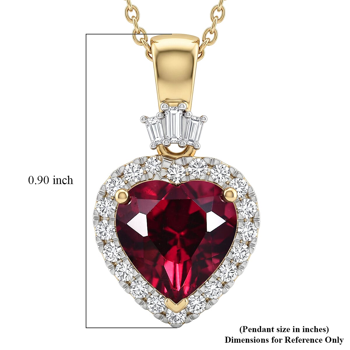 Certified & Appraised AAA Usambara Color Change Garnet and Luxuriant Lab Grown Diamond G-H SI 3.77 ctw Heart Pendant Necklace in 10K Yellow Gold (18 Inches) image number 5