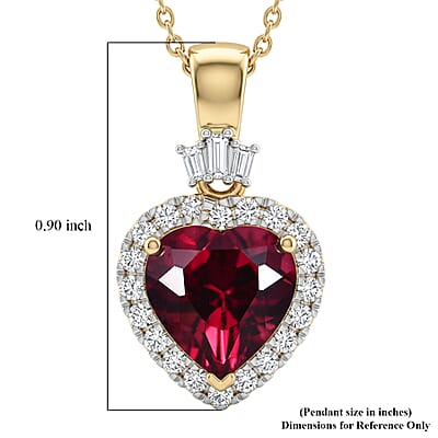 Certified & Appraised AAA Usambara Color Change Garnet and Luxuriant Lab Grown Diamond G-H SI 3.77 ctw Heart Pendant Necklace in 10K Yellow Gold (18 Inches)