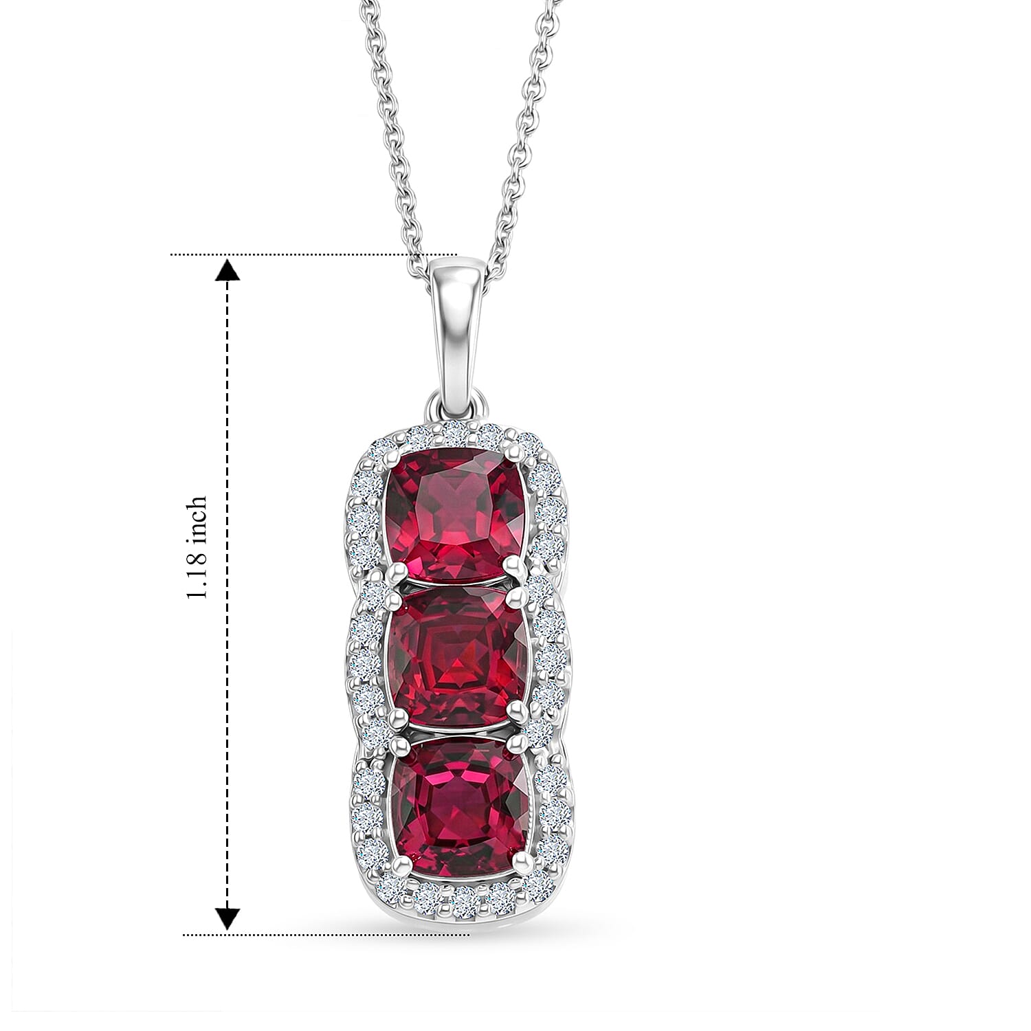 D'Joy Premium Usambara Color Change Garnet and Moissanite 3.50 ctw Pendant Necklace in Rhodium Over Sterling Silver (18 Inches)