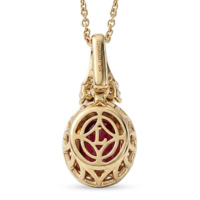 Certified & Appraised AAA Usambara Color Change Garnet and Luxuriant Lab Grown Diamond G-H SI 2.87 ctw Pendant Necklace in 10K Yellow Gold (18 Inches)